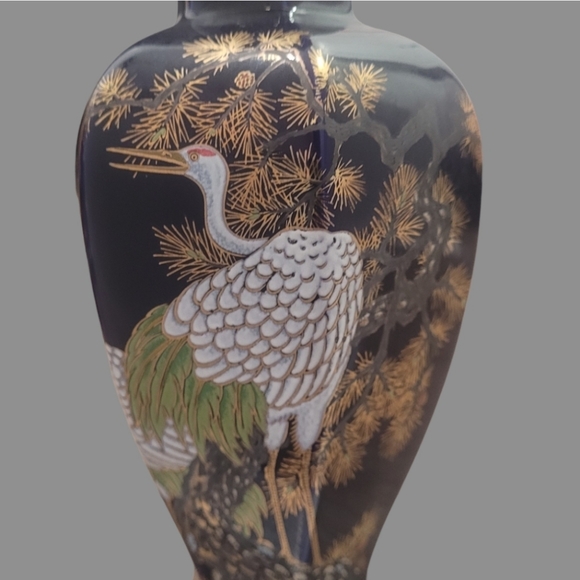 Vintage Kutani Colbalt Blue Beveled Vase - Picture 7 of 12